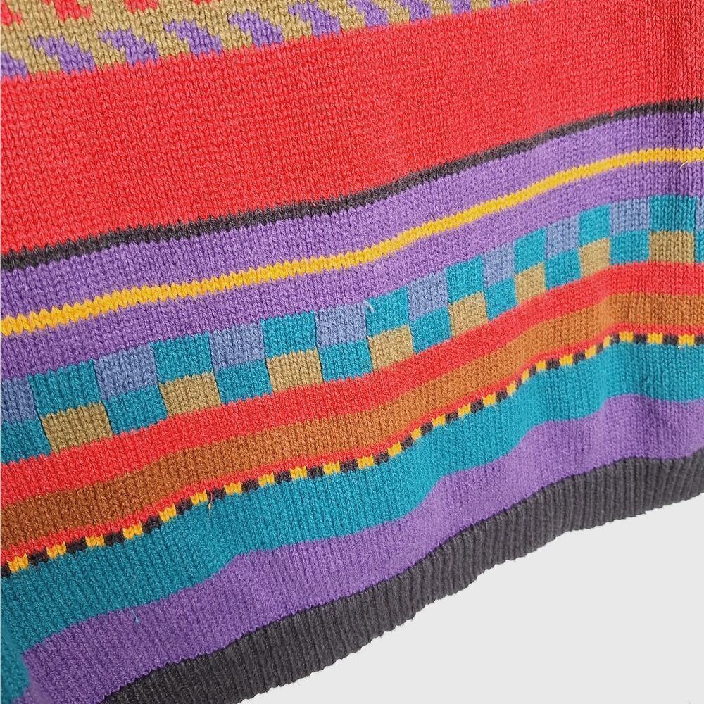 Vintage 90s Sweater Vest High Gate Southwestern Eclectic Grandpa PM Ramie Cotton - Picture 8 of 9